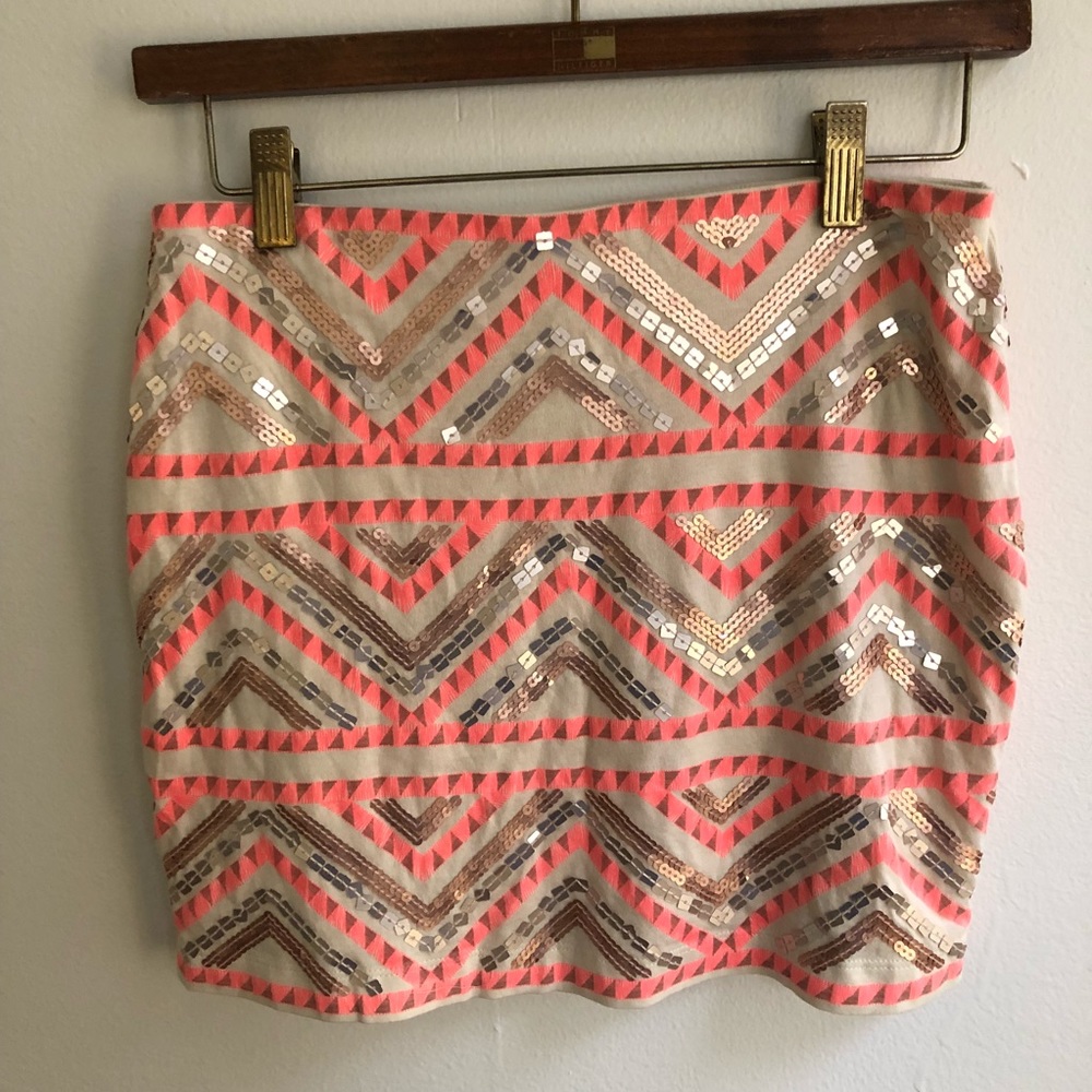 EXPRESS sequin pink tribal skirt. Small